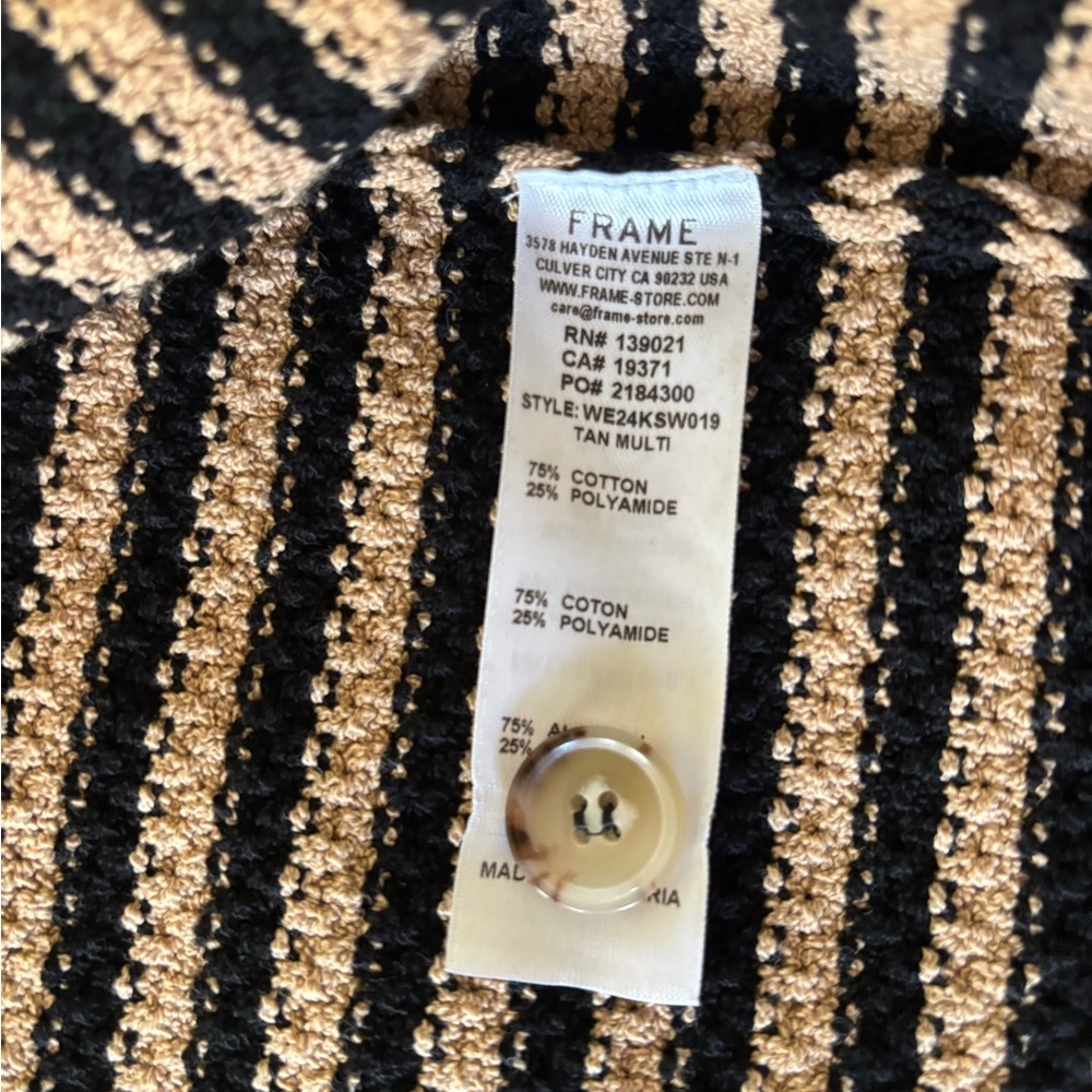 Frame Compact Stripe Black and Brown Knit Cardigan - Picture 4 of 4